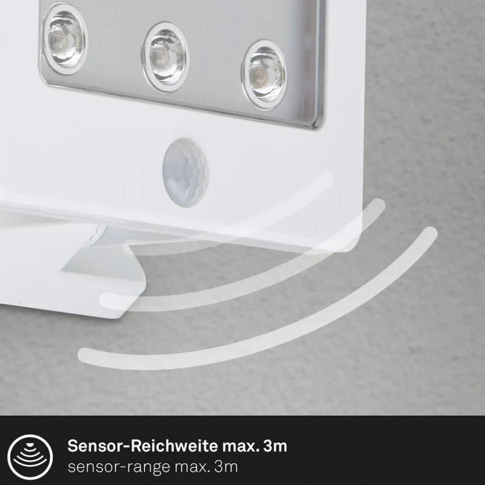 Kollig udendørs LED-spot med sensor, IP54, hvid