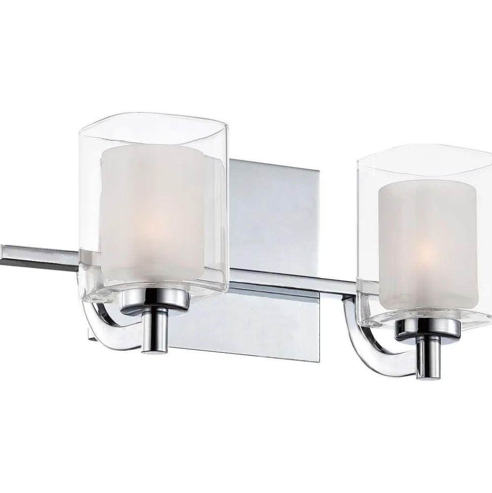 Kolt IP44 væglampe med dobbelt glasskærm, to-lys version