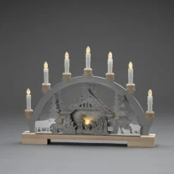 Krybbe LED-adventsstage af træ, batteridrift