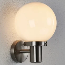 Kugleformet udendørs væglampe Samuel, stål