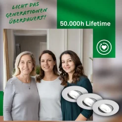 Kulana A indbygningslampe, mat krom, 4000K, sæt med 3 stk