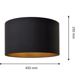 Lampeskærm Alba, Ø 45 cm, E27, sort/guld