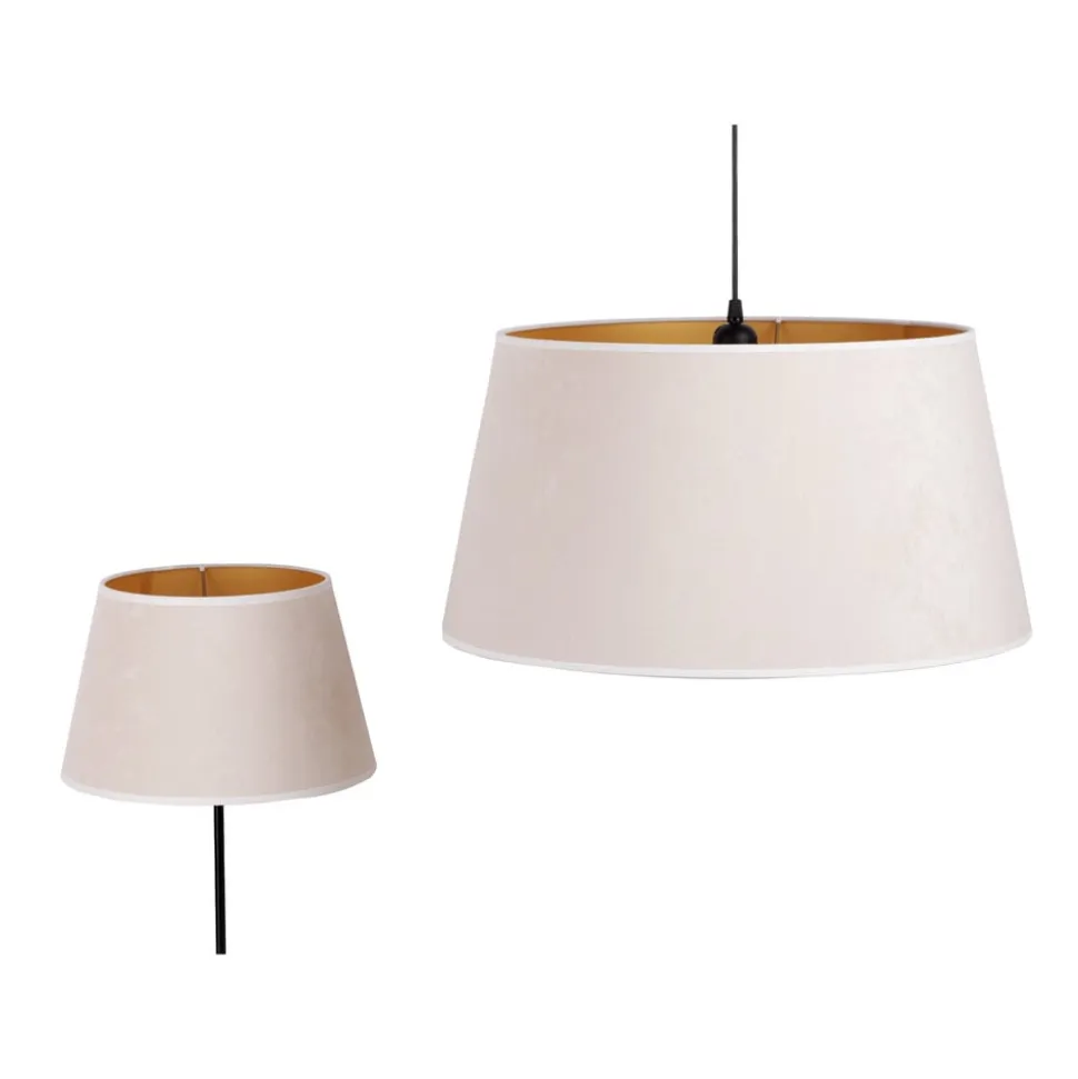 Lampeskærm Cone højde 25,5 cm, ecru/guld