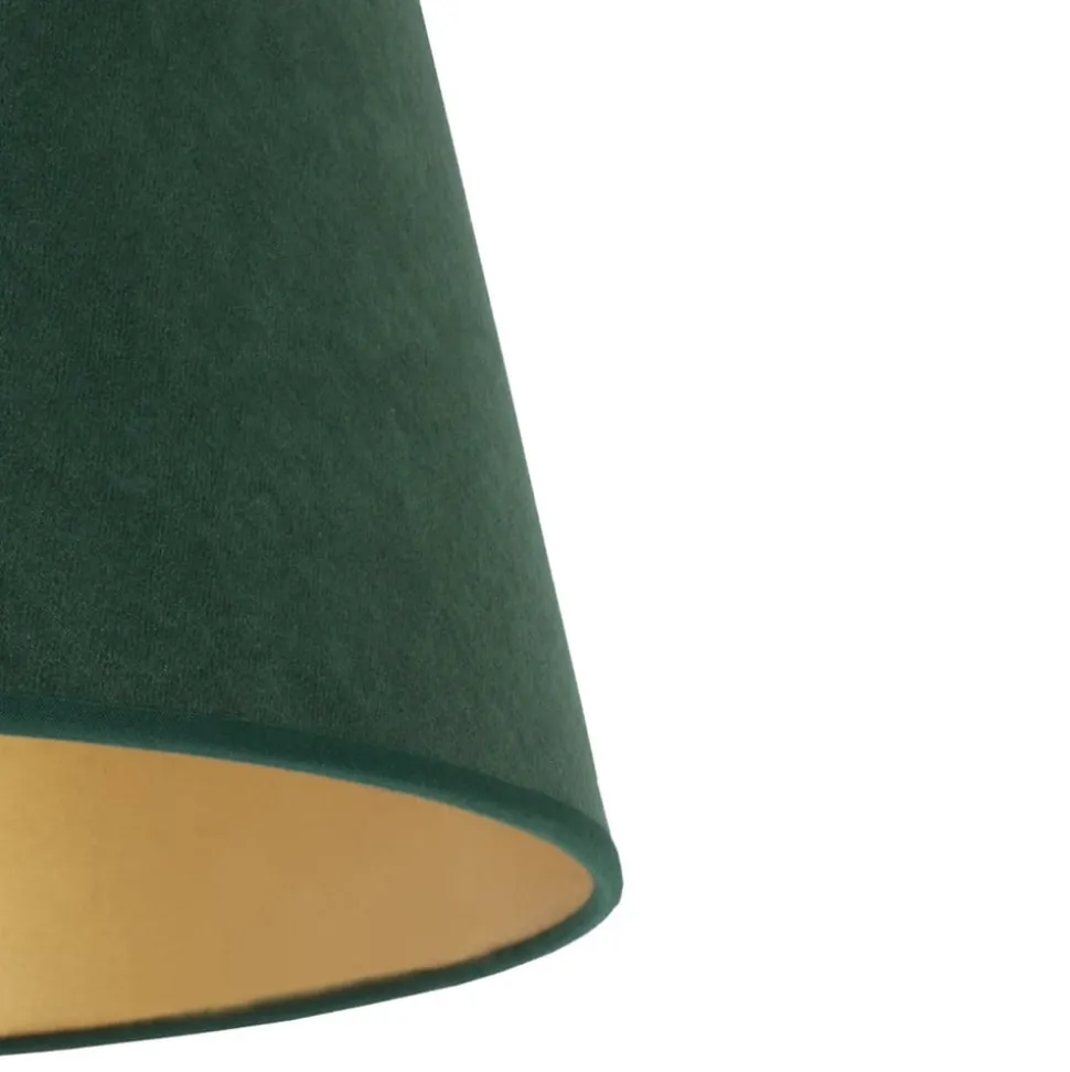 Lampeskærm Cone højde 18 cm, mørkegrøn/guld