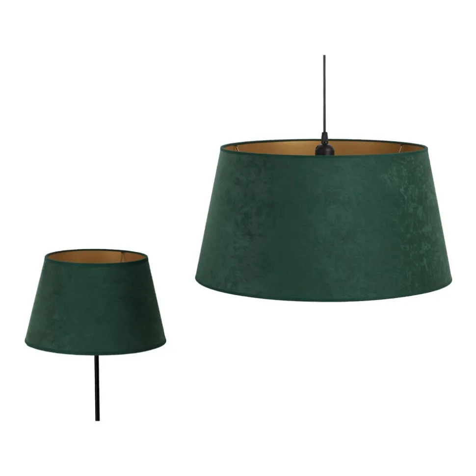 Lampeskærm Cone højde 18 cm, mørkegrøn/guld