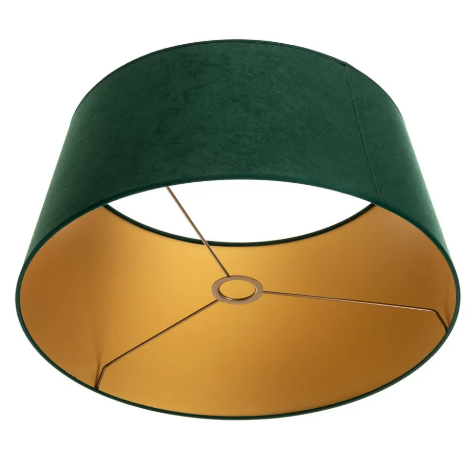Lampeskærm Cone højde 25,5 cm, mørkegrøn/guld