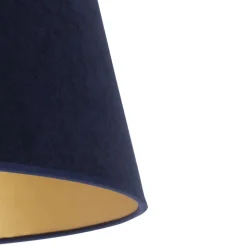 Lampeskærm Cone højde 18 cm, mørkeblå/guld