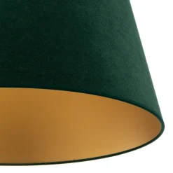 Lampeskærm Cone højde 22,5 cm, mørkegrøn/guld