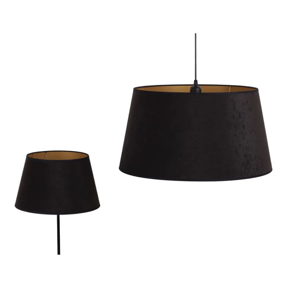 Lampeskærm Cone højde 25,5 cm, sort/guld