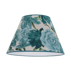 Lampeskærm Sofia Højde 31 cm, blomstermønster turkis