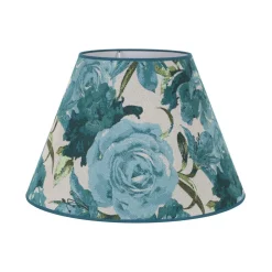 Lampeskærm Sofia Højde 31 cm, blomstermønster turkis