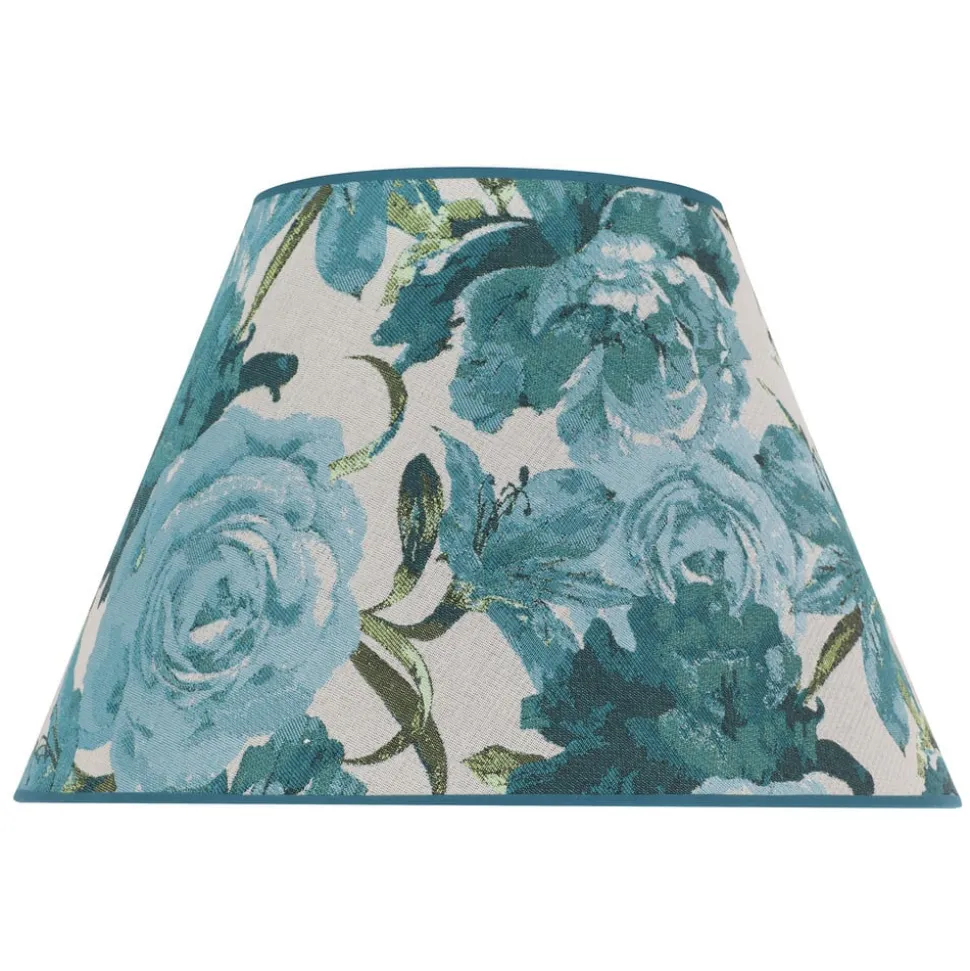 Lampeskærm Sofia Højde 25 cm, blomstermønster turkis