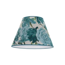 Lampeskærm Sofia Højde 25 cm, blomstermønster turkis