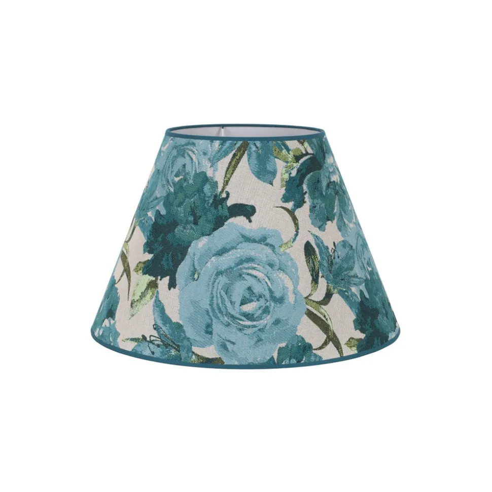 Lampeskærm Sofia Højde 25 cm, blomstermønster turkis