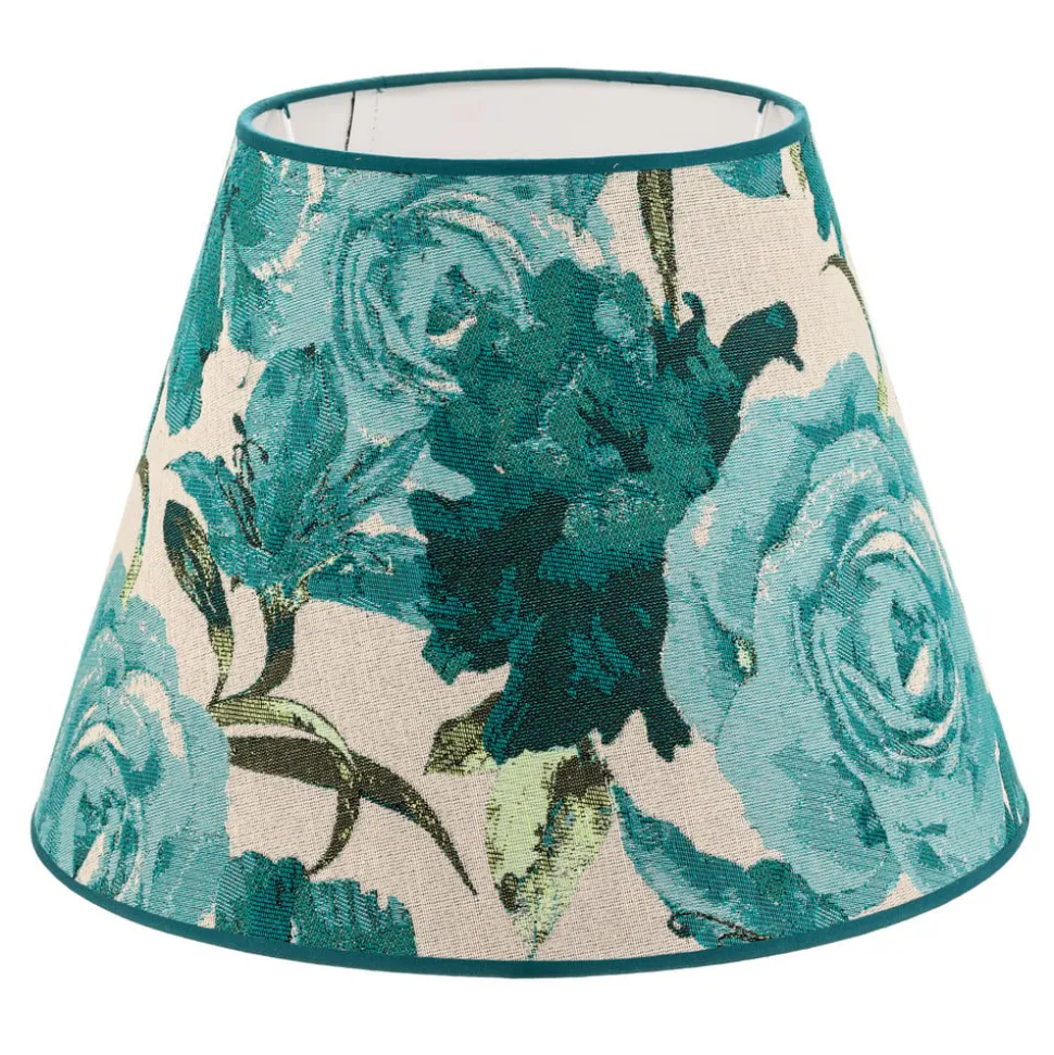Lampeskærm Sofia Højde 25 cm, blomstermønster turkis