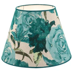 Lampeskærm Sofia Højde 25 cm, blomstermønster turkis