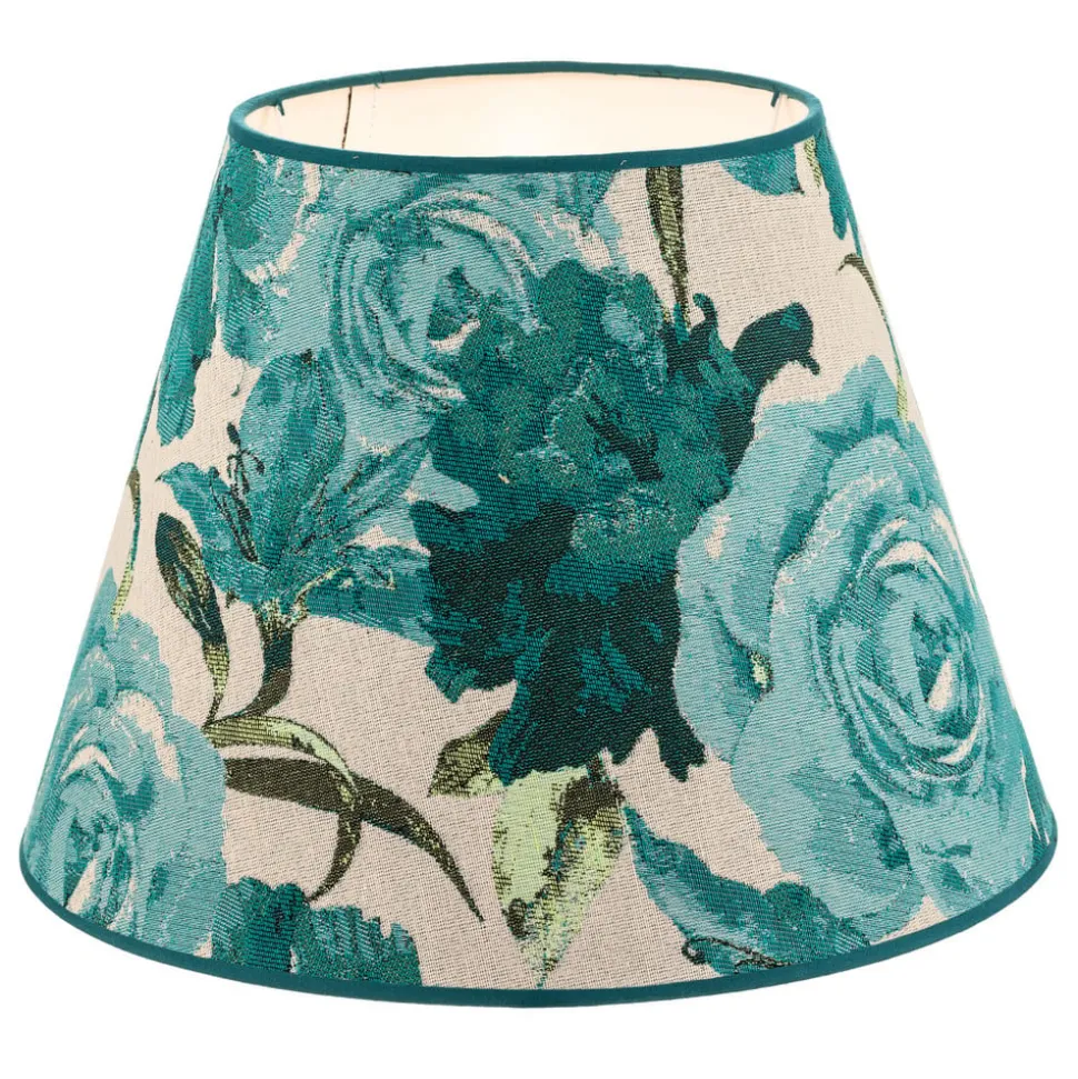 Lampeskærm Sofia Højde 25 cm, blomstermønster turkis