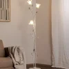 Lancia gulvlampe, elfenbensfarvet, 3 lyskilder, jern, glas