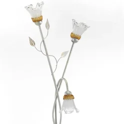 Lancia gulvlampe, elfenbensfarvet, 3 lyskilder, jern, glas