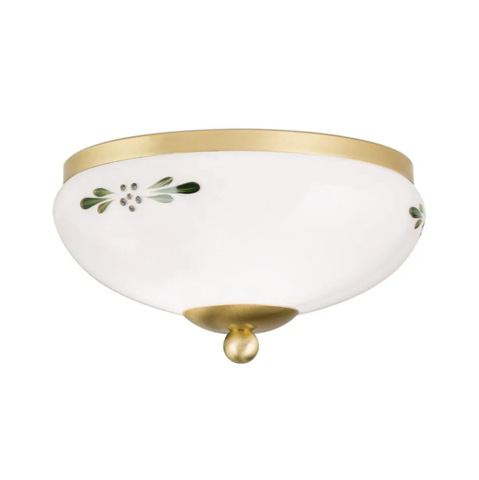Landhaus loftlampe, messing, opal grøn, Ø 21 cm