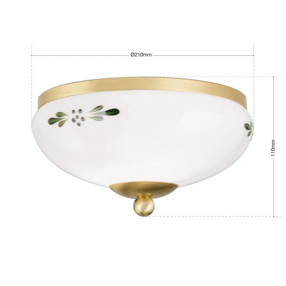 Landhaus loftlampe, messing, opal grøn, Ø 21 cm