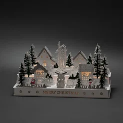 Landsby LED-adventsstage, træ, transformer/batteri