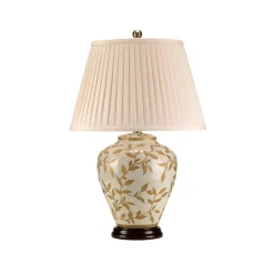 Leaves bordlampe med porcelænsfod