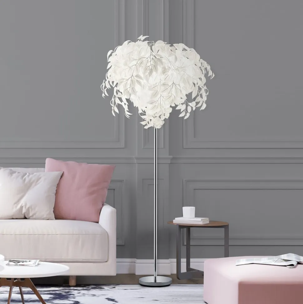 Leavy gulvlampe, højde 180 cm, krom/hvid, metal/plast