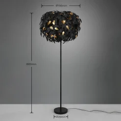 Leavy gulvlampe, sort/guld, højde 180 cm, plast