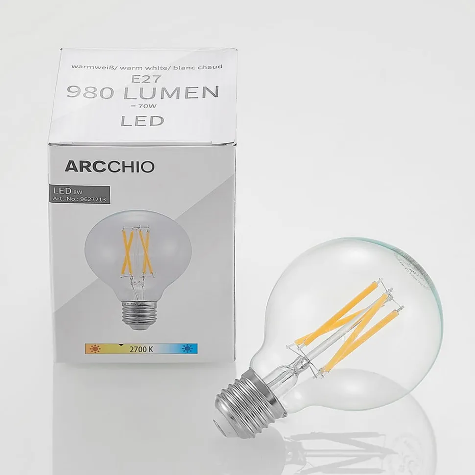 LED E27 8 W G80 2.700 K filament dæmpes klar 2 stk