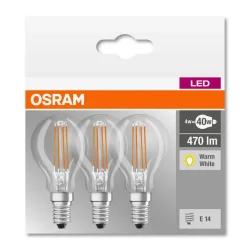 LED filamentpære E14 4 W varmhvid, 3'er sæt