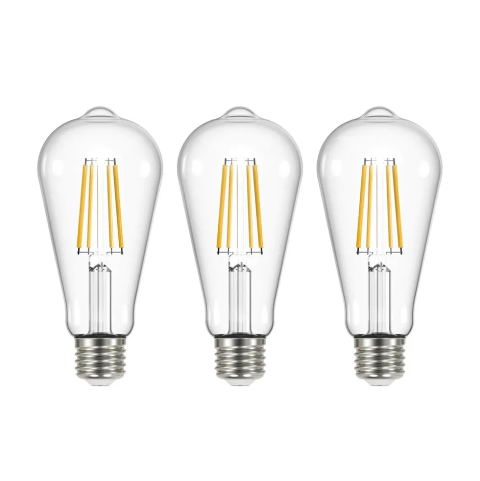 LED glødepære klar E27 3,8W 3000K 806lm sæt med 3 stk