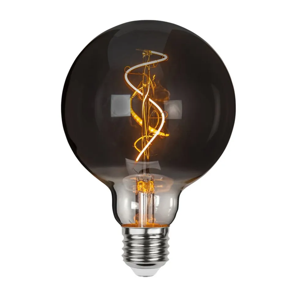 LED globe G95 filament optic E27 3W 1800K røget glas