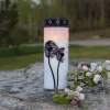 LED gravlys Mælkebøtte, 21 cm hvid/sort plast batteri