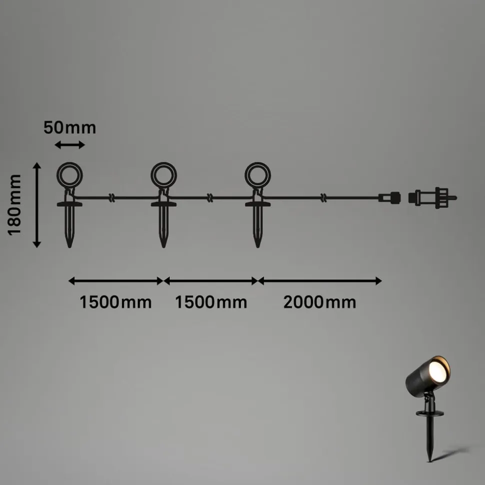 LED jordspyd 3799035, sort, plastik sæt med 3 Ø 5 cm