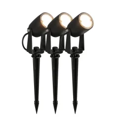 LED jordspydspot 3927035 12 V startsæt med 3, sort Ø 4 cm