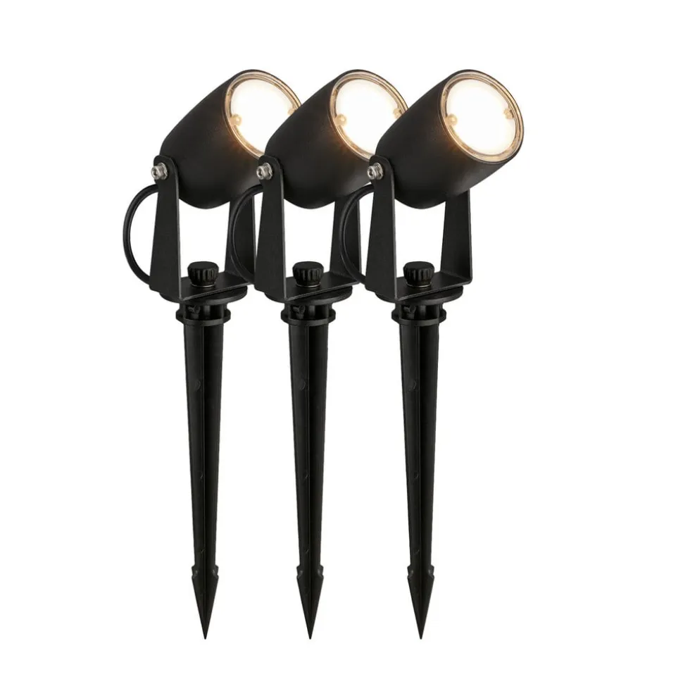 LED jordspydspot 3927035 12 V startsæt med 3, sort Ø 4 cm