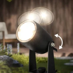 LED jordspydspot 3927035 12 V startsæt med 3, sort Ø 4 cm