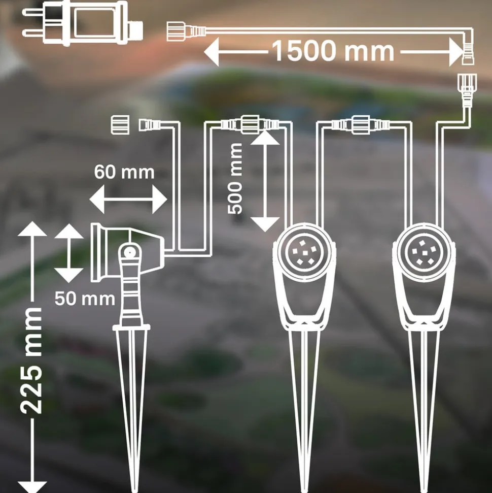 LED jordspydsspot 3918035 12V startsæt med 3, sort, Ø 5 cm