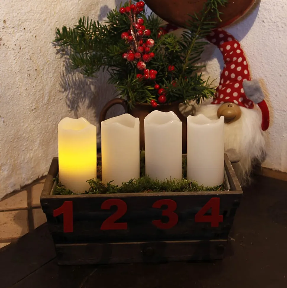 LED lys Candle med fjernbetjening, 4'er sæt, hvid
