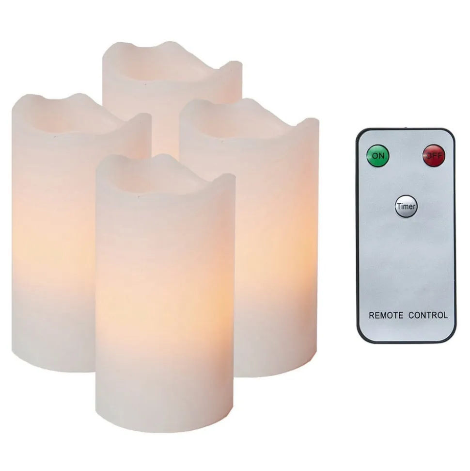 LED lys Candle med fjernbetjening, 4'er sæt, hvid