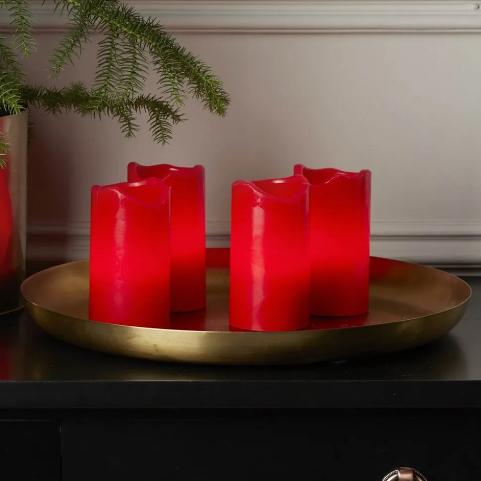 LED lys Candle med fjernbetjening, 4'er sæt, rød