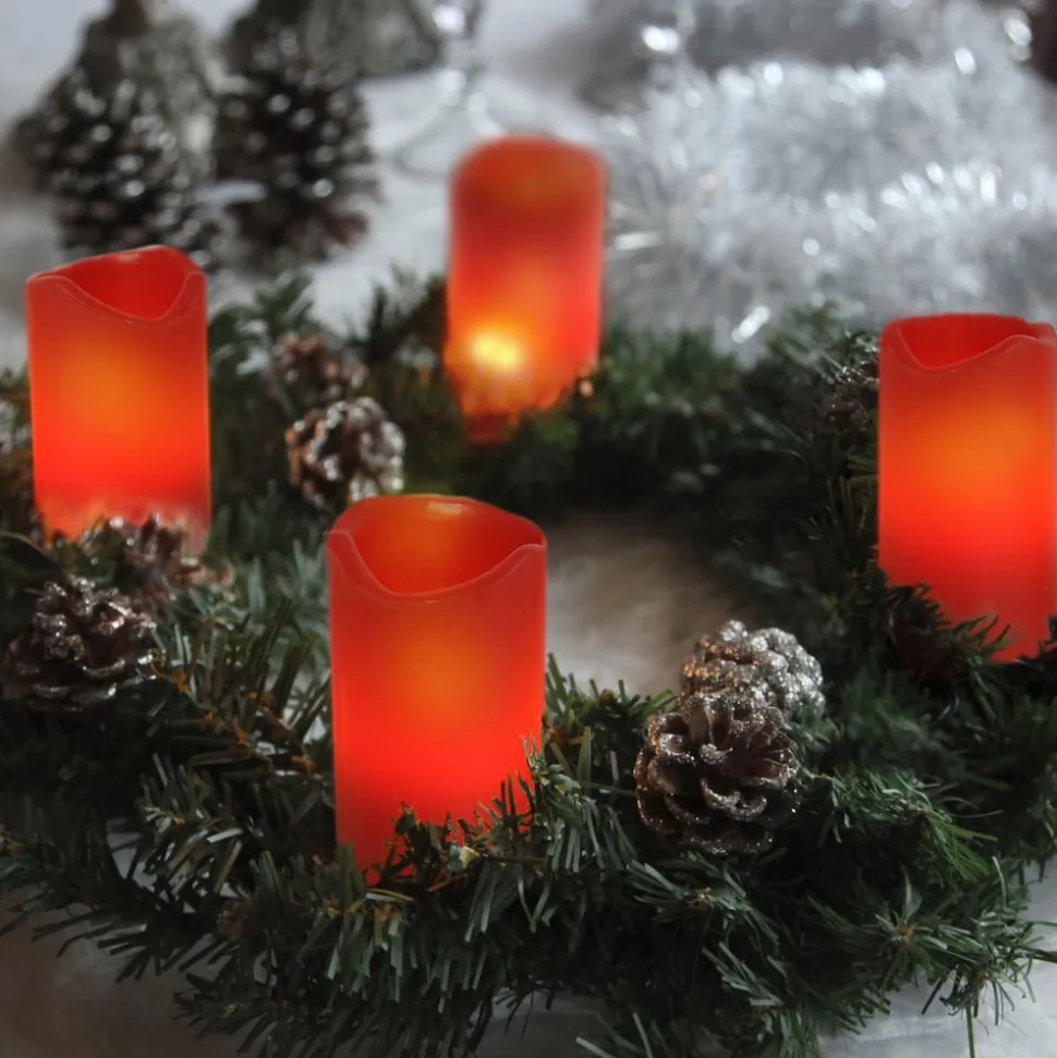 LED lys Candle med fjernbetjening, 4'er sæt, rød