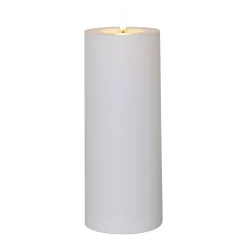 LED lys Flamme Rak 27,5 cm hvid plast batteridrevet