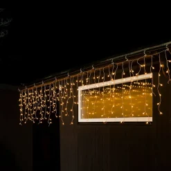 LED lysgardin isregn varm hvid transp. 10m