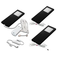 LED Slim-Pad F underskabslampe 3 stk. 3.000 K sort
