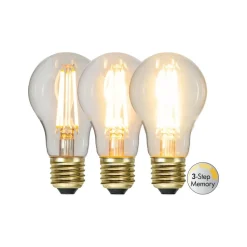 LED Soft Glow Memory, E27, 6,5 W, 2.100 K, dæmpbar, glødetråd