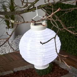 LED solcelle-lampion Jerrit 20 cm, hvid