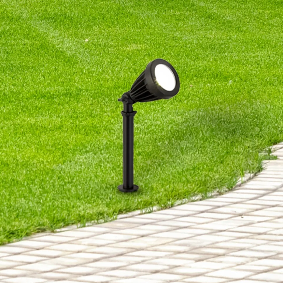 LED spot med jordspyd Spikey, sort, metal, 25 cm, IP54