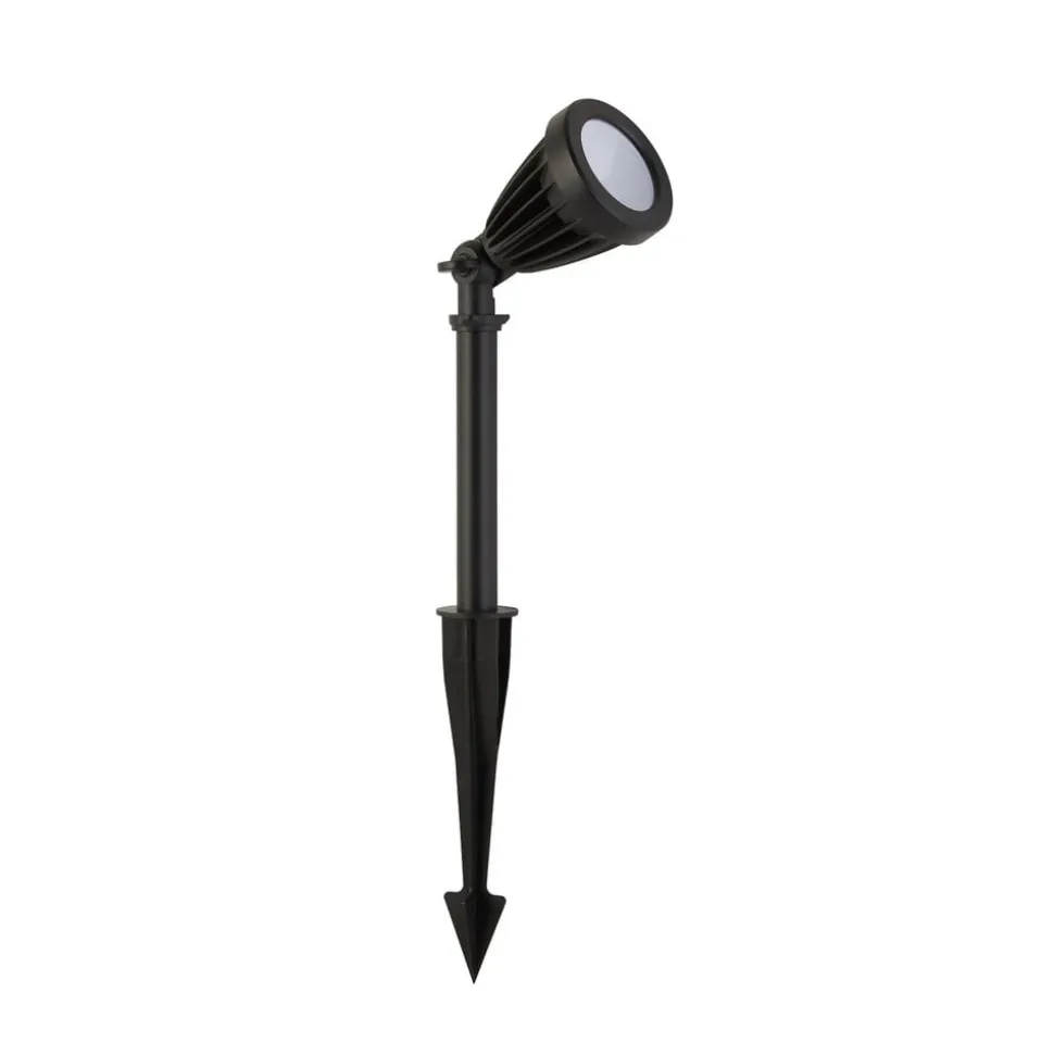 LED spot med jordspyd Spikey, sort, metal, 25 cm, IP54
